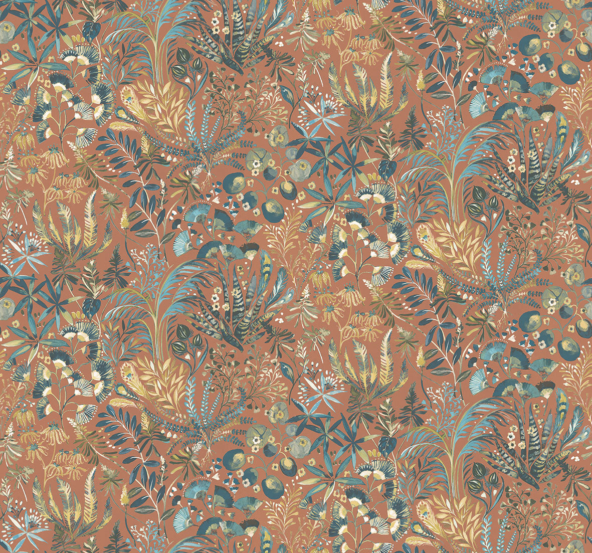 Folium Wallpaper in Tangerine 12